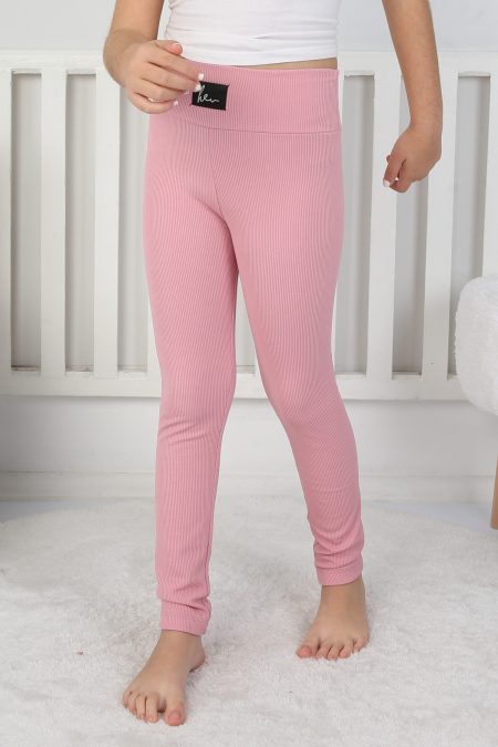 Şardonlu Fitilli Kumaş Arma Detaylı Kız Çocuk Günlük Tayt