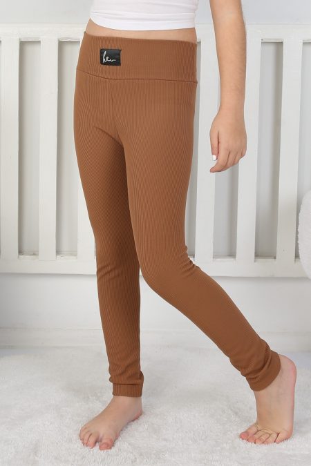 Şardonlu Fitilli Kumaş Arma Detaylı Kız Çocuk Günlük Tayt