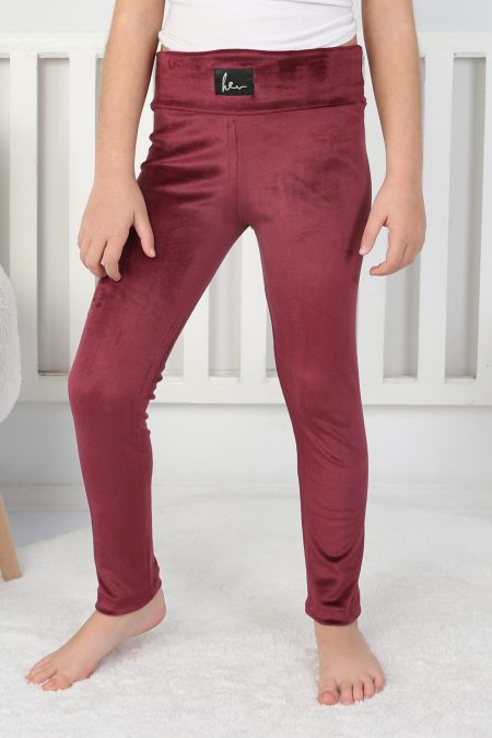 Likralı Kadife Kumaş Arma Detaylı Kız Çocuk Günlük Tayt