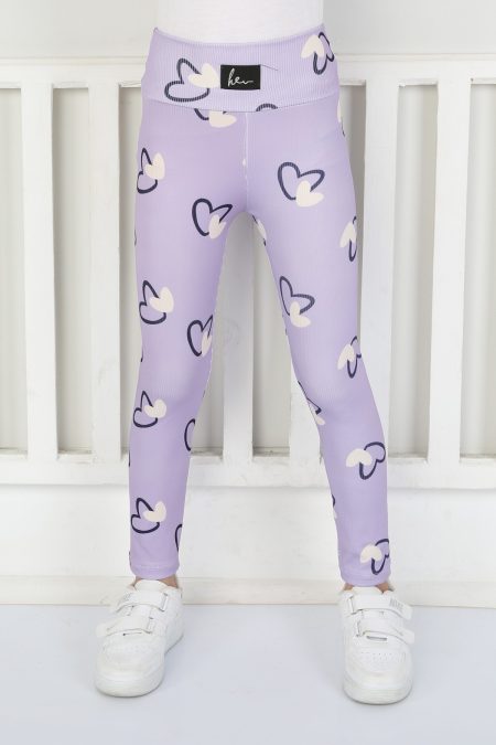 Şardonsuz Fitilli Kumaş Baskılı Kız Çocuk Günlük Tayt