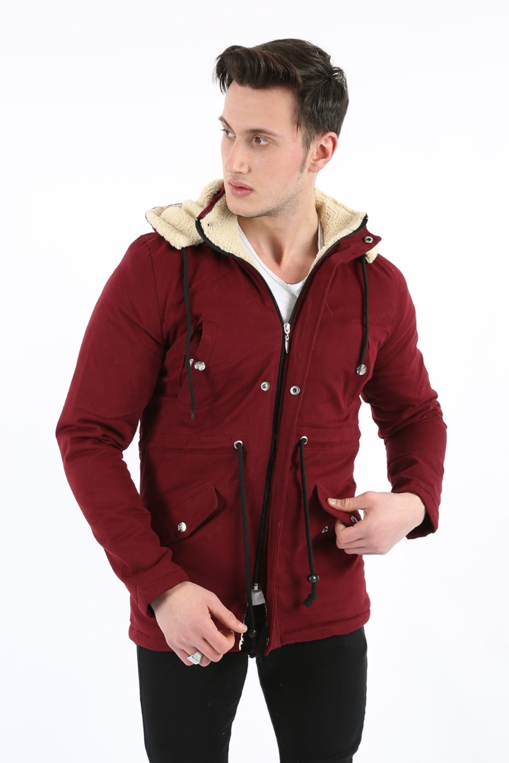 İçi Kürklü Çıkmalı Kapşonlu Kalın Erkek Günlük Kabardin Mont 2 İçi Kürklü Çıkmalı Kapşonlu Kalın Erkek Günlük Kabardin Mont - Görsel 2