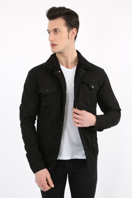 İçi Kürklü Çıtçıt Düğmeli Kalın Spor Erkek Günlük Kot Mont