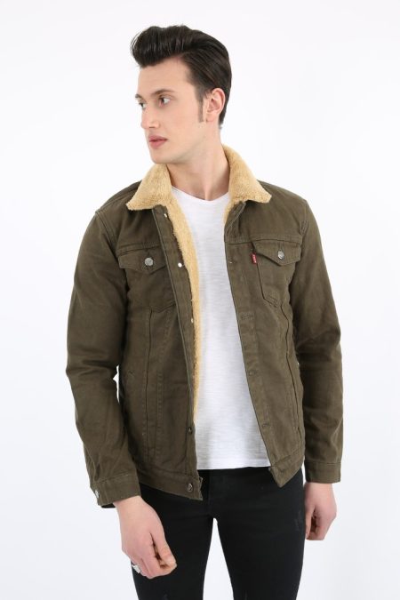 İçi Kürklü Çıtçıt Düğmeli Kalın Spor Erkek Günlük Kot Mont