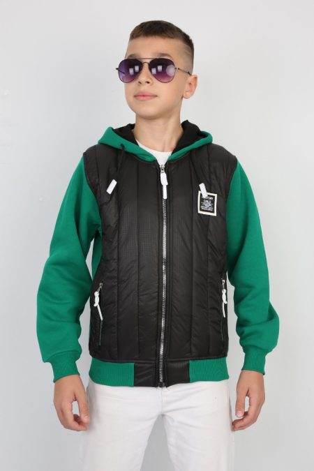 Üç İplik Kapşonlu Fermuarlı İçi Termal Erkek Çocuk Günlük Sweatshirt