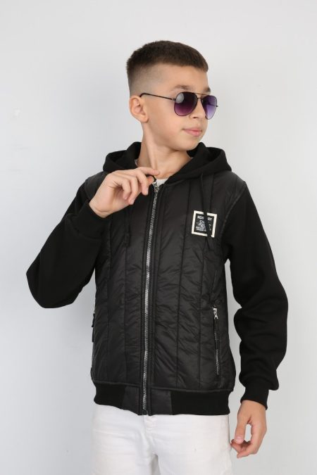 Üç İplik Kapşonlu Fermuarlı İçi Termal Erkek Çocuk Günlük Sweatshirt