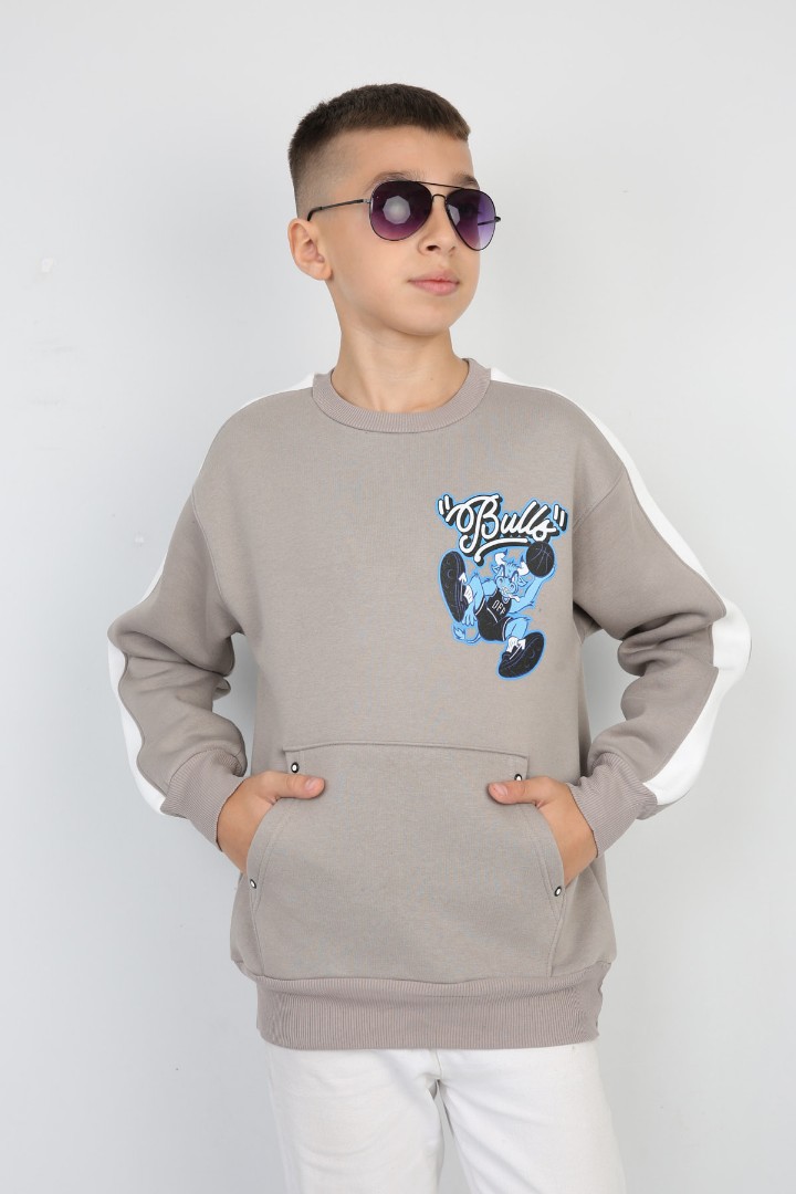 Üç İplik Şardonlu Arka Baskılı Erkek Çocuk Günlük Sweatshirt 2 Üç İplik Şardonlu Arka Baskılı Erkek Çocuk Günlük Sweatshirt - Görsel 2