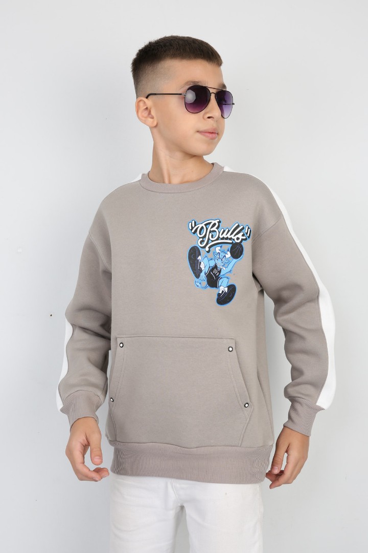 Üç İplik Şardonlu Arka Baskılı Erkek Çocuk Günlük Sweatshirt 3 Üç İplik Şardonlu Arka Baskılı Erkek Çocuk Günlük Sweatshirt - Görsel 3