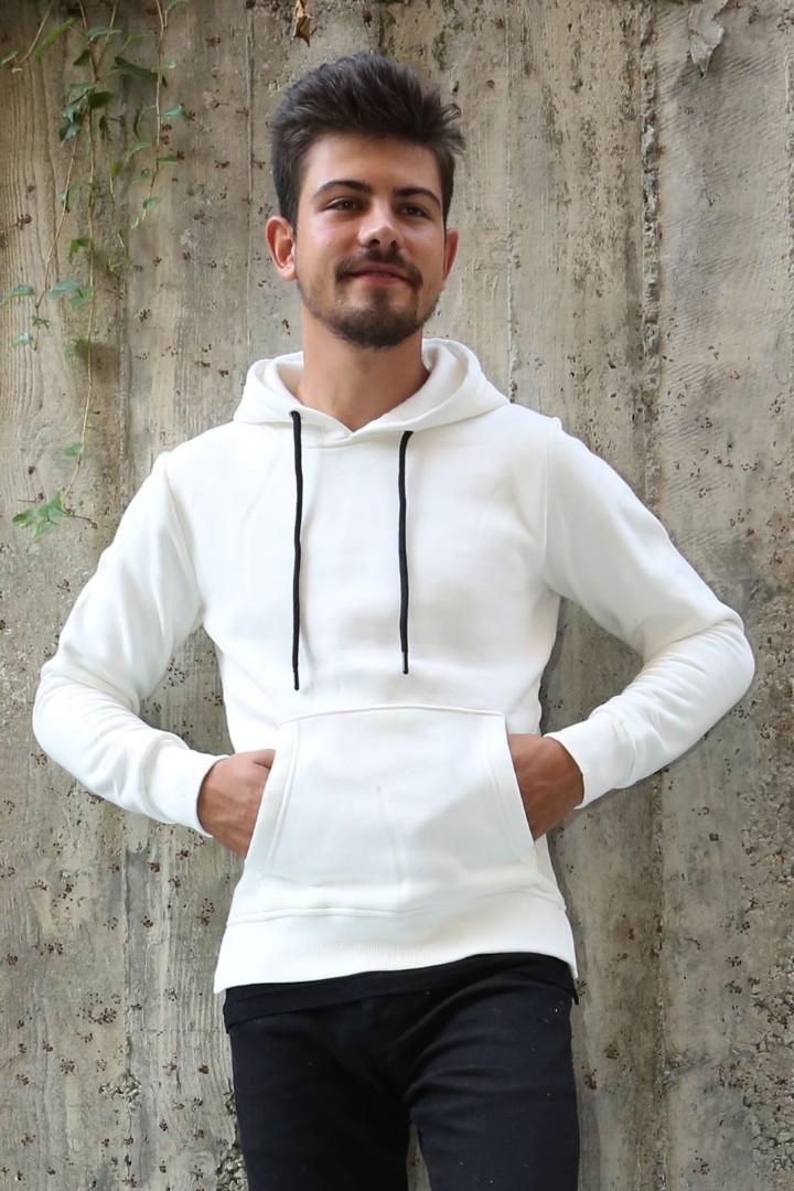 Üç İplik Şardonlu Kapşonlu Kanguru Cepli Alttan Çıkmalı Erkek Günlük Sweatshirt 1 Üç İplik Şardonlu Kapşonlu Kanguru Cepli Alttan Çıkmalı Erkek Günlük Sweatshirt