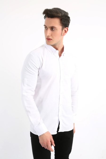 Erkek Günlük Armür Desenli Likralı Gömlek