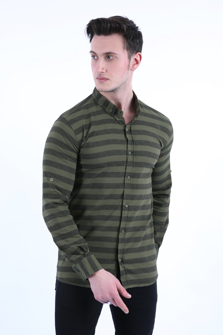 Erkek Günlük Çizgili Full Likralı Gömlek 1 Erkek Günlük Çizgili Full Likralı Gömlek
