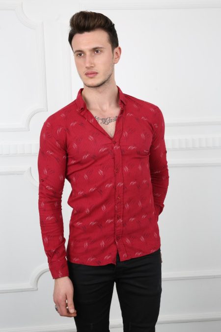 Erkek Günlük Desenli Slim Fit Gömlek