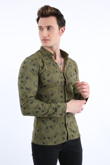 Erkek Günlük Desenli Slim Fit Gömlek