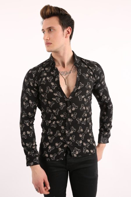Erkek Günlük Desenli Slim Fit Gömlek