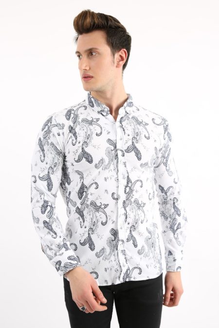 Erkek Günlük Full Likralı Desenli Gömlek