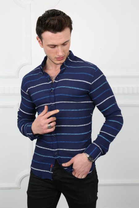 Erkek Günlük Kalın Çizgili Gömlek