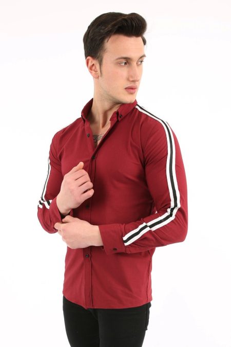 Erkek Günlük Kolları Çizgili Gömlek