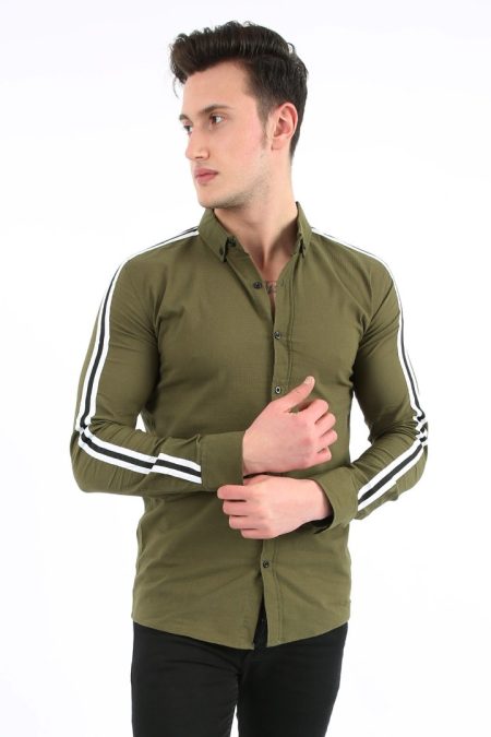 Erkek Günlük Kolları Çizgili Gömlek