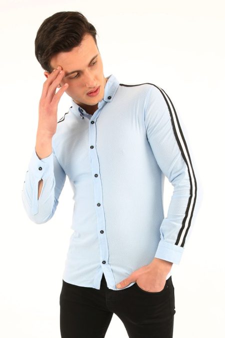 Erkek Günlük Kolları Çizgili Gömlek