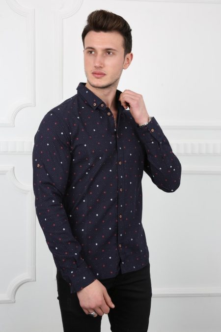 Erkek Günlük Nokta Desenli Gömlek